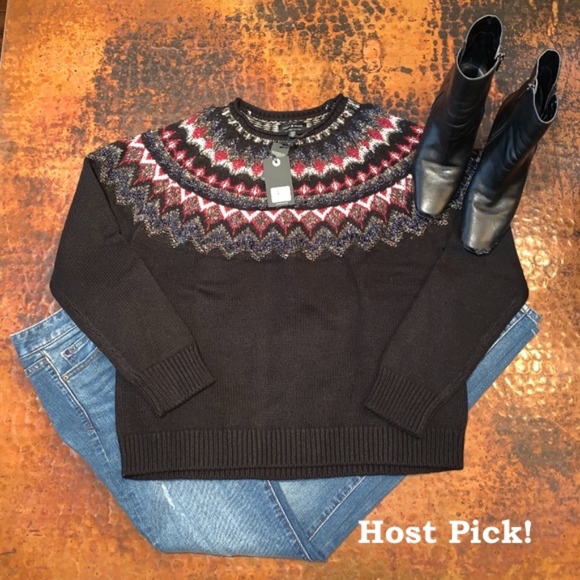 Lucky Brand Sweaters - NWT Lucky Brand Black Fair Isle Sweater